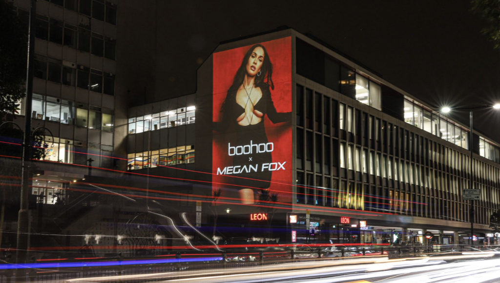 Boohoo celebrates Megan Fox collaboration with projections on London