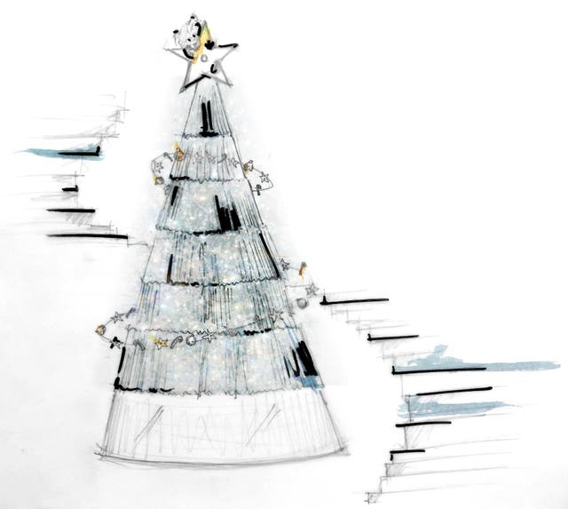 DIOR sketch Claridges Christmas tree by Kim Jones
