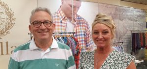 Tony Symons and Carrie Parsons of Rogers Menswear